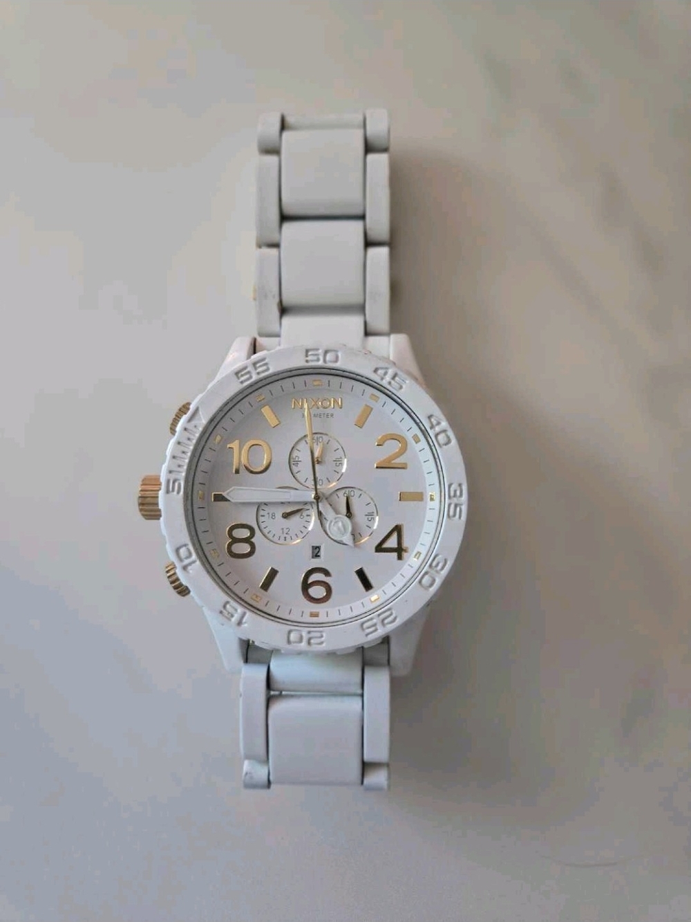 Nixon 38-20 Chronograph White and Gold Watch